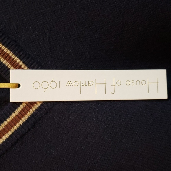 House of Harlow 1960 NWT One Size Navy Blue with Trim Pullover Poncho - Picture 4 of 7